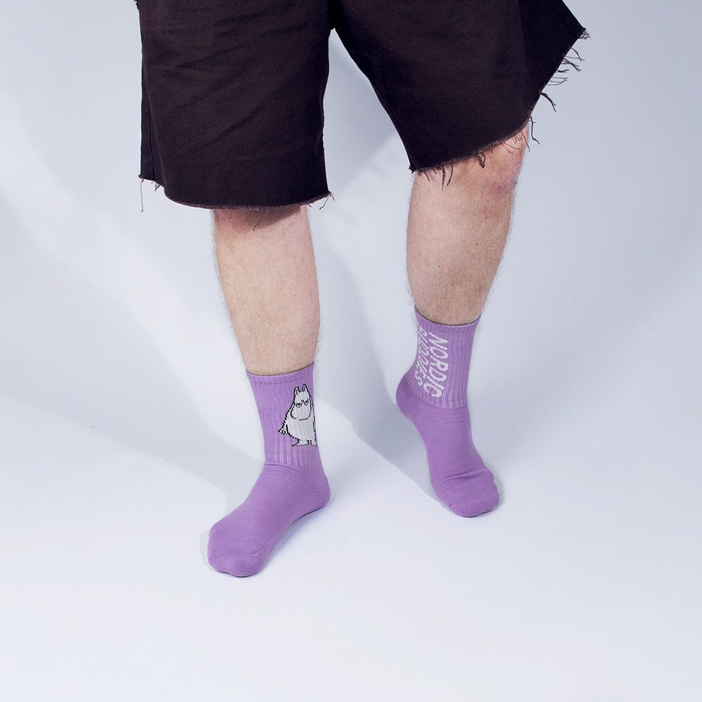 Moomintroll Angry Retro Socks 40-45 Lilac - Nordicbuddies - The Official Moomin Shop