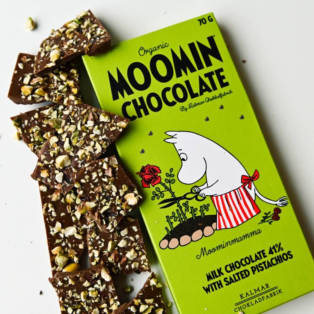 Moominmamma Milk Chocolate with Pistachio and Salt 70g - The Official Moomin Shop