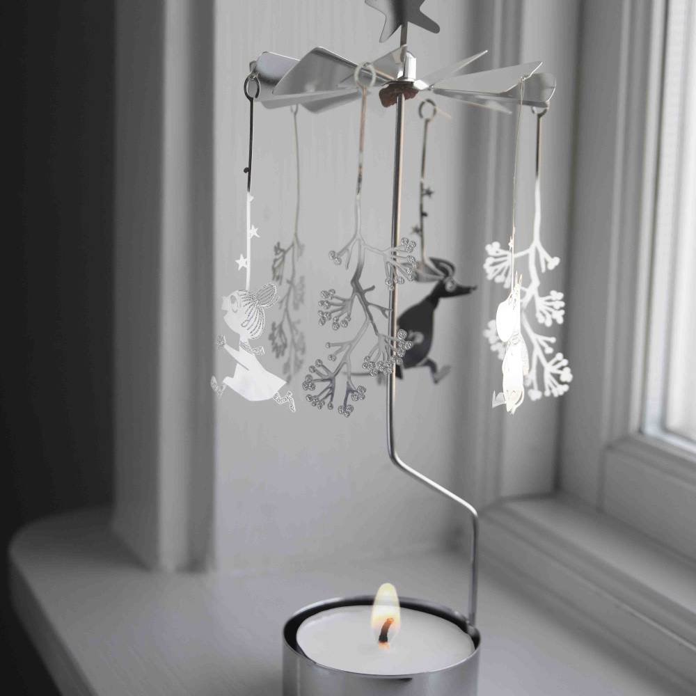 Moomin First Snow Rotary Candle Holder Silver 16cm - The Official Moomin Shop