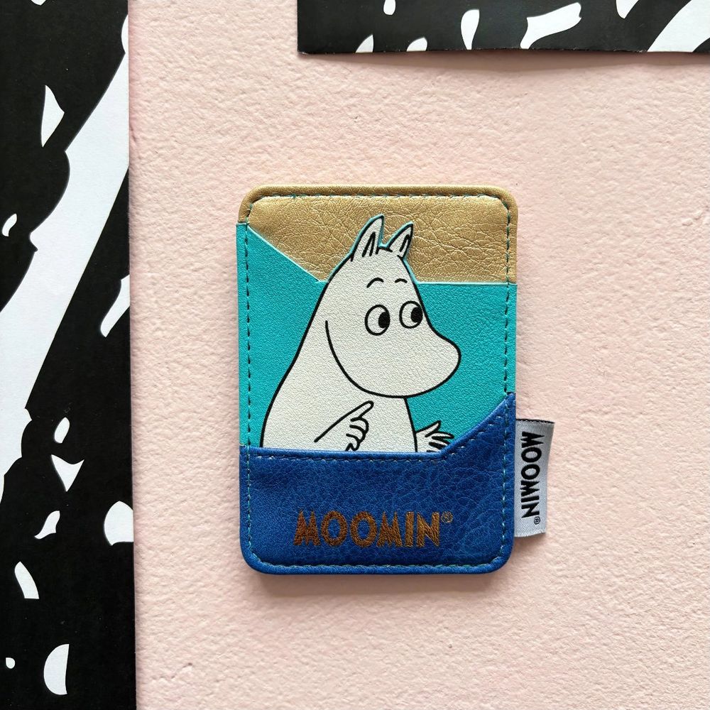 Moomintroll Gold Card Holder Blue - The Official Moomin Shop