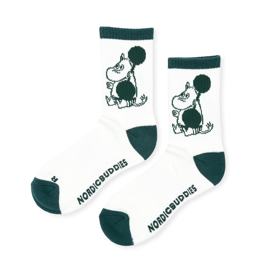 Moomintroll Exercising Active Socks 40-45 WhiteGreen - The Official Moomin Shop