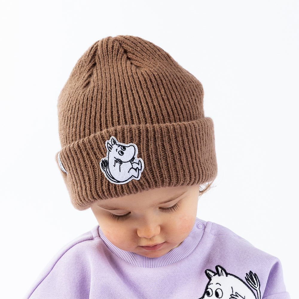 Moomintroll Felt Patch Beanie Brown - The Official Moomin Shop