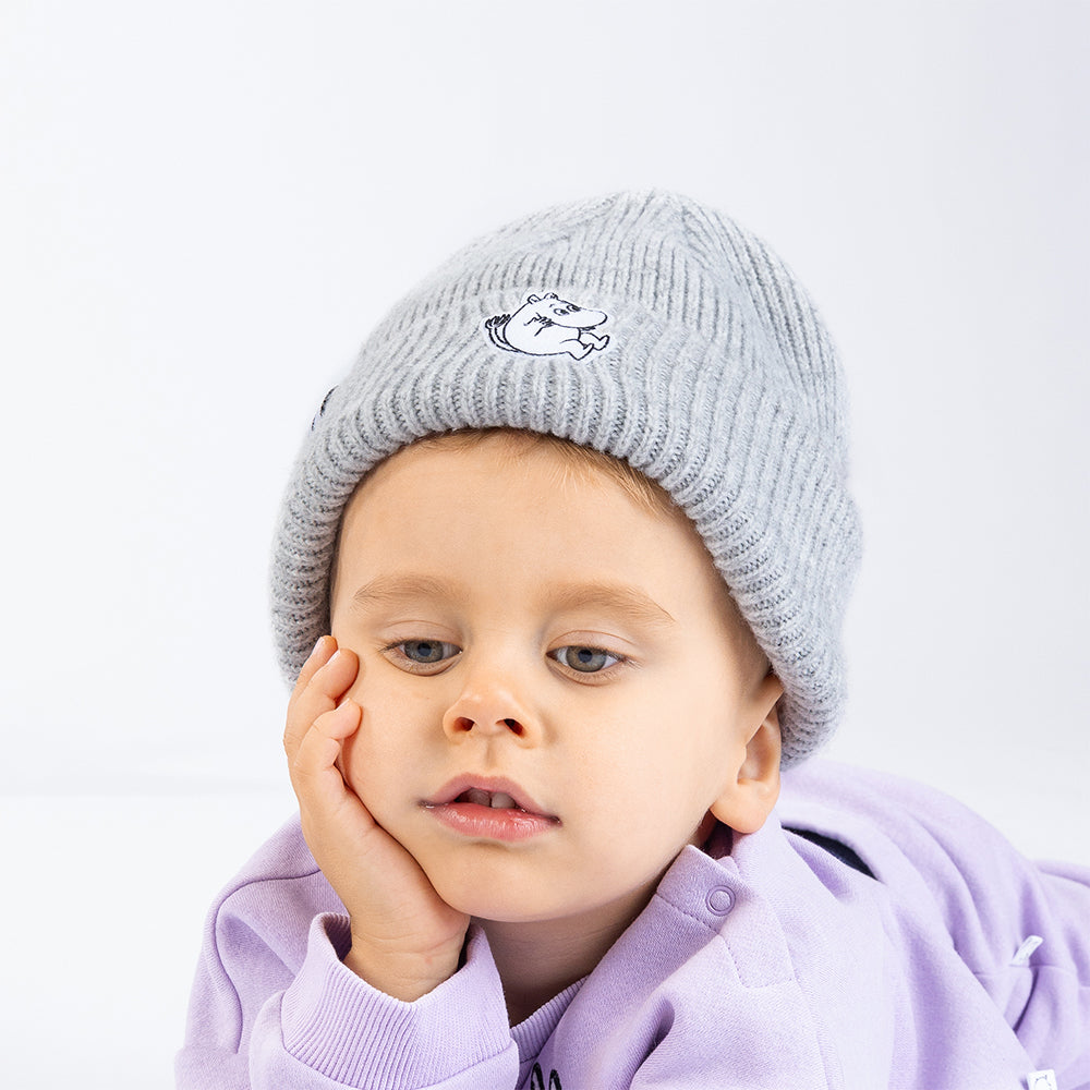 Moomintroll Felt Patch Beanie Grey - The Official Moomin Shop
