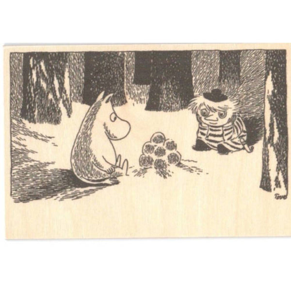 Moomin Snow Lantern Wooden Postcard - The Official Moomin Shop