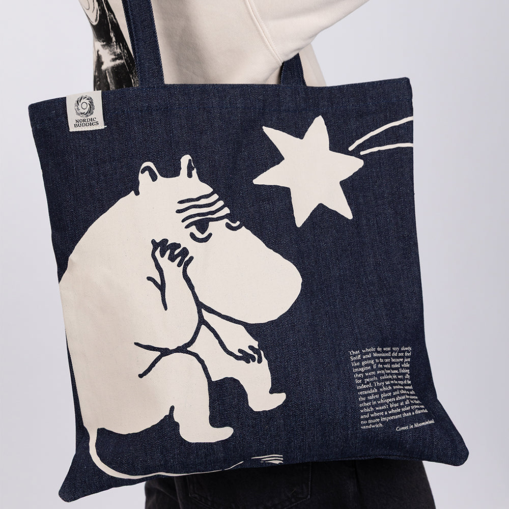 Moomin Comet Moomintroll Tote Bag Denim Blue - The Official Moomin Shop