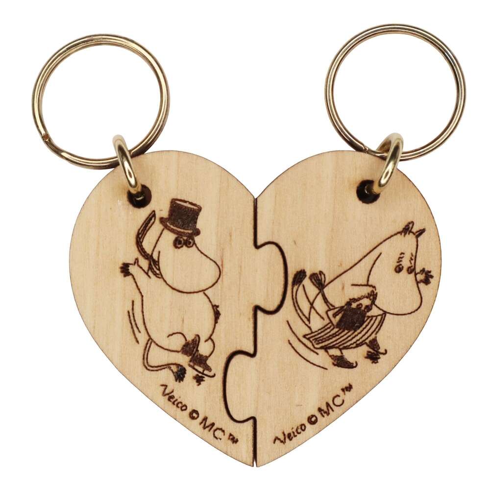 Moominmamma & Moominpappa Ice Skating Heart Halves Keyring - The Official Moomin Shop