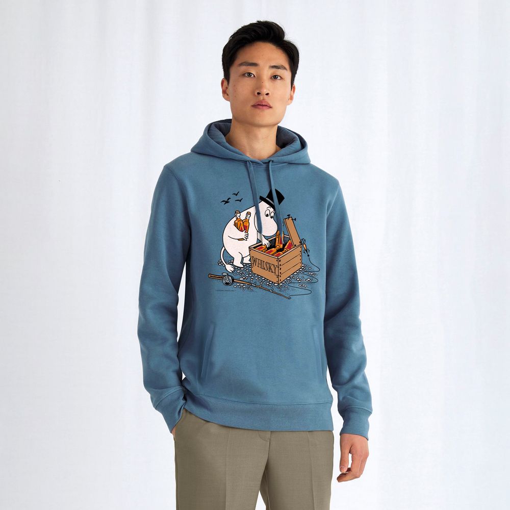 Moominpappa & Whisky Hoodie Blue - The Official Moomin Shop