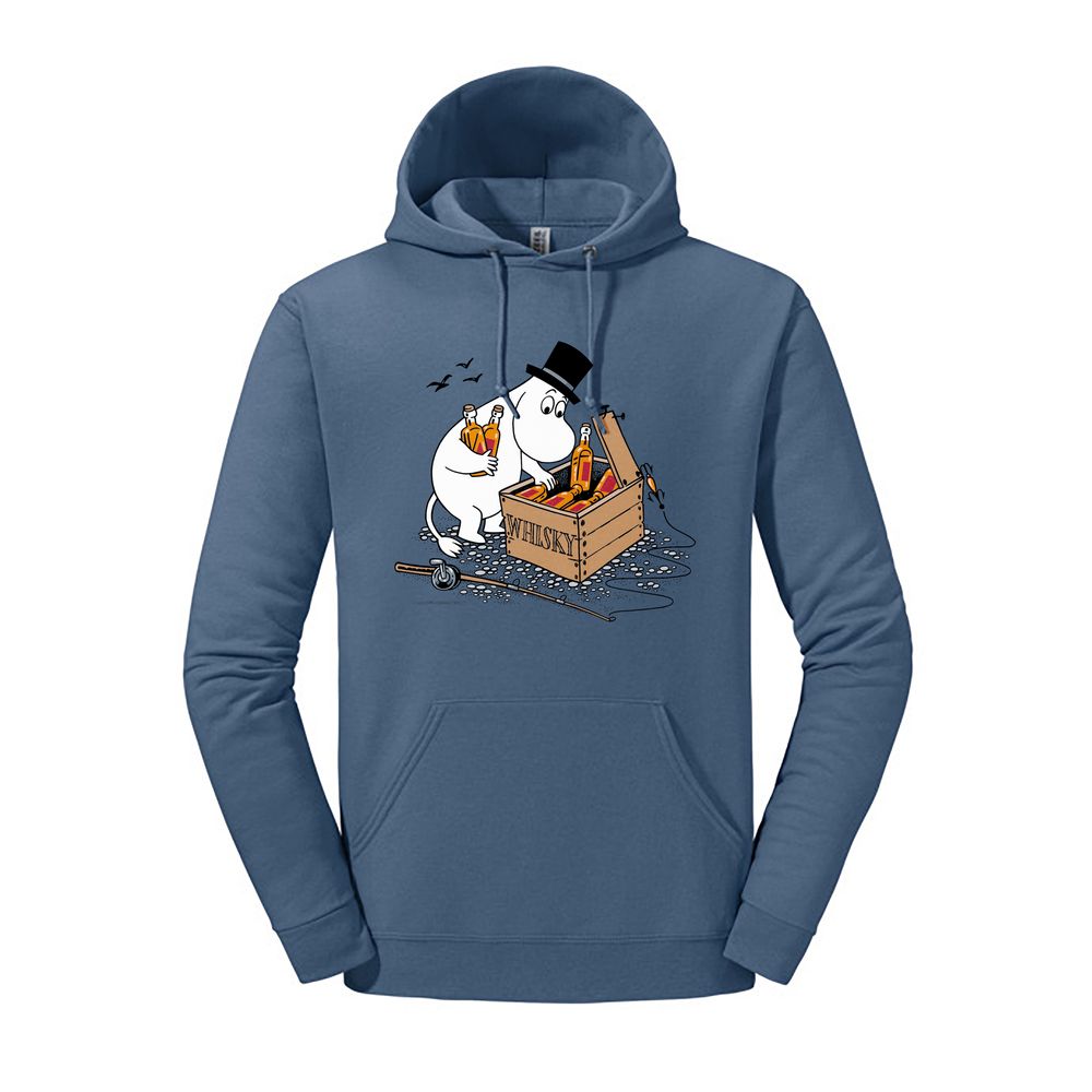 Moominpappa & Whisky Hoodie Blue - The Official Moomin Shop