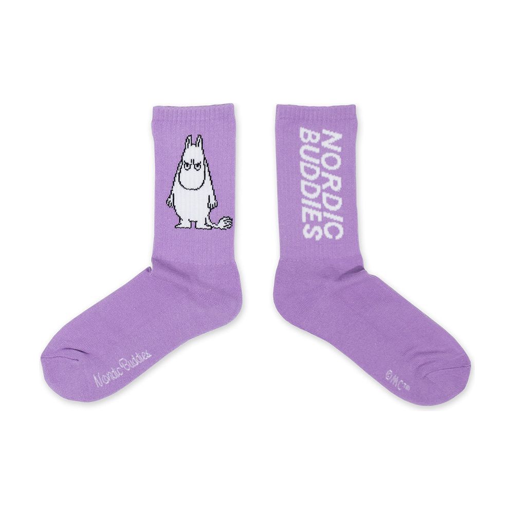 Angry Moomintroll Retro Socks 40-45 Lilac - Nordicbuddies - The Official Moomin Shop