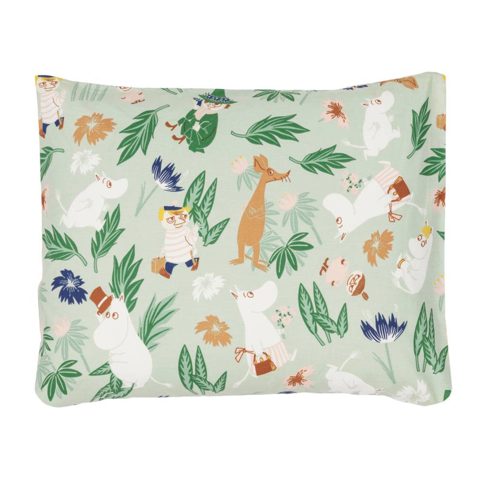 Moomin Flower Garden Pillow Case 50x60cm Green - Moomin Arabia - The Official Moomin Shop