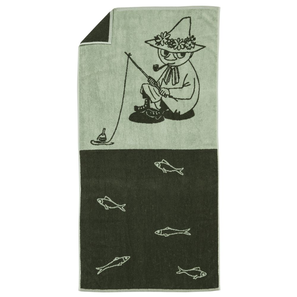Snufkin Bath Towel 70x140 Green - The Official Moomin Shop