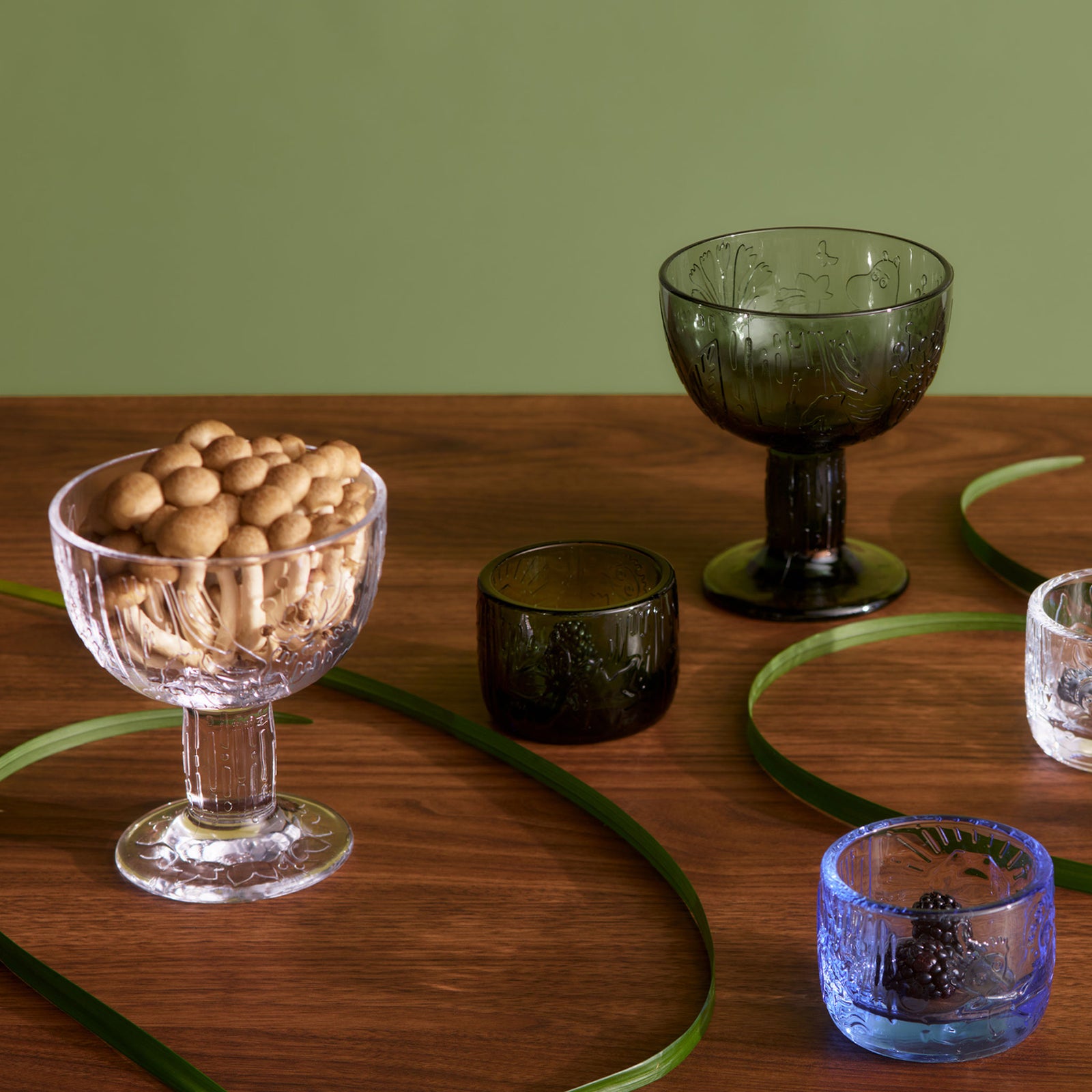 Moomin Mystical Forest Glass Serving Bowl Green - The Official Moomin Shop