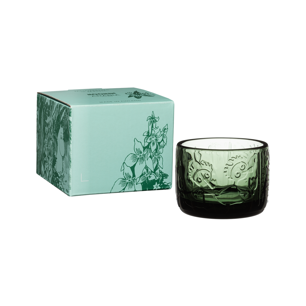 Moomin Mystical Forest Glass Candle Holder Green - The Official Moomin Shop