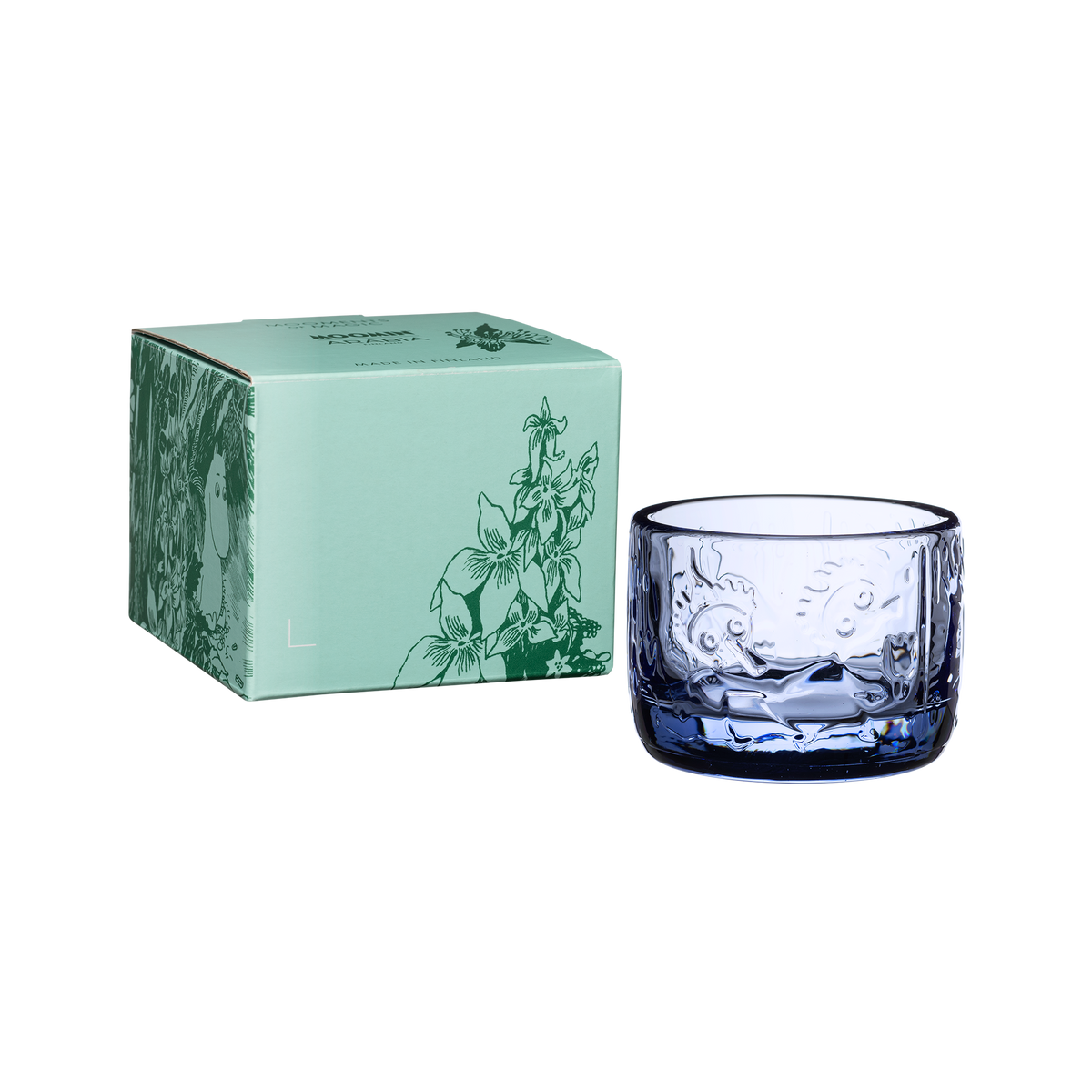 Moomin Mystical Forest Glass Candle Holder Blue - The Official Moomin Shop