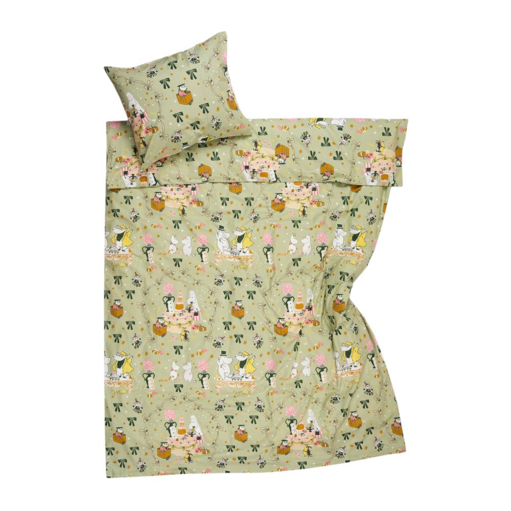 Moomin Gift Of Love Bedset 150x210cm Green - The Official Moomin Shop