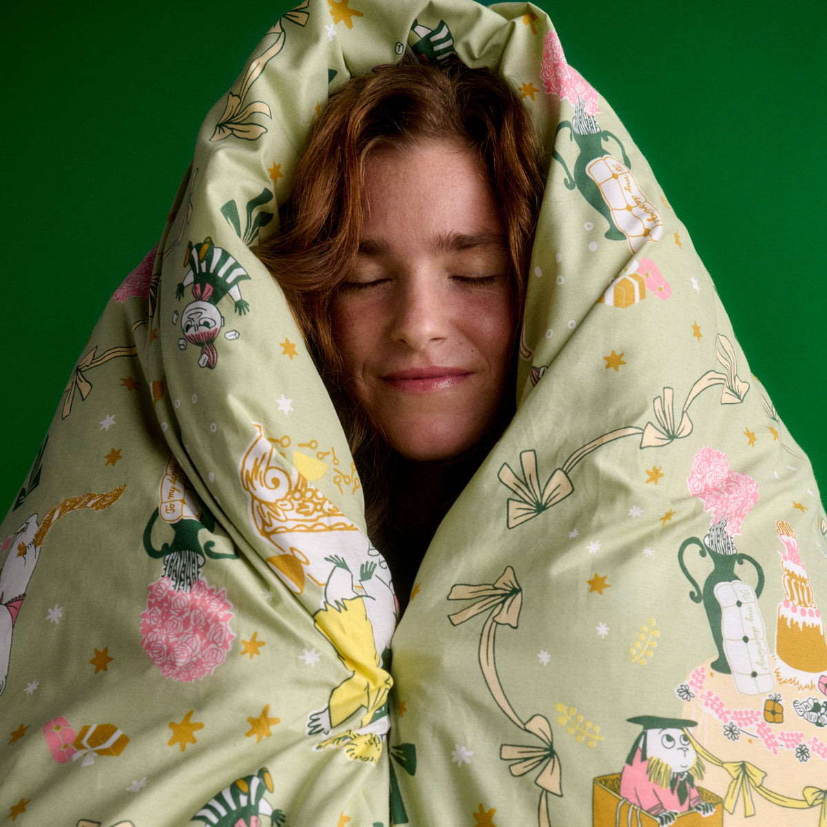 Moomin Gift Of Love Pillowcase Green - The Official Moomin Shop