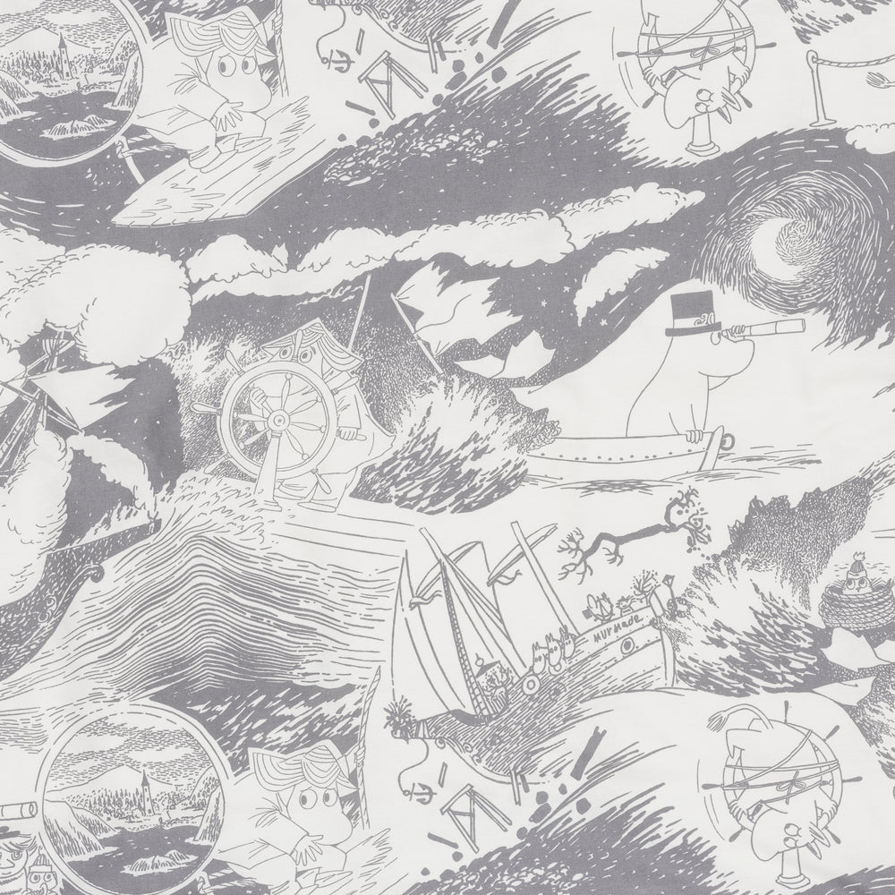 Moomin Sailing Bedset 150x210 Grey - The Official Moomin Shop
