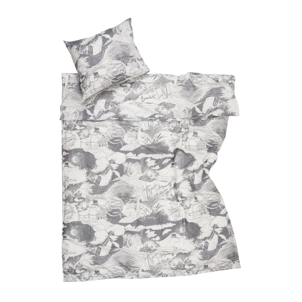 Moomin Sailing Bedset 150x210 Grey - The Official Moomin Shop