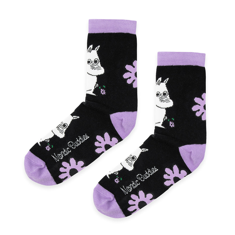 Moomintroll&#39;s Flower Socks 36-42 Black - Nordicbuddies - The Official Moomin Shop