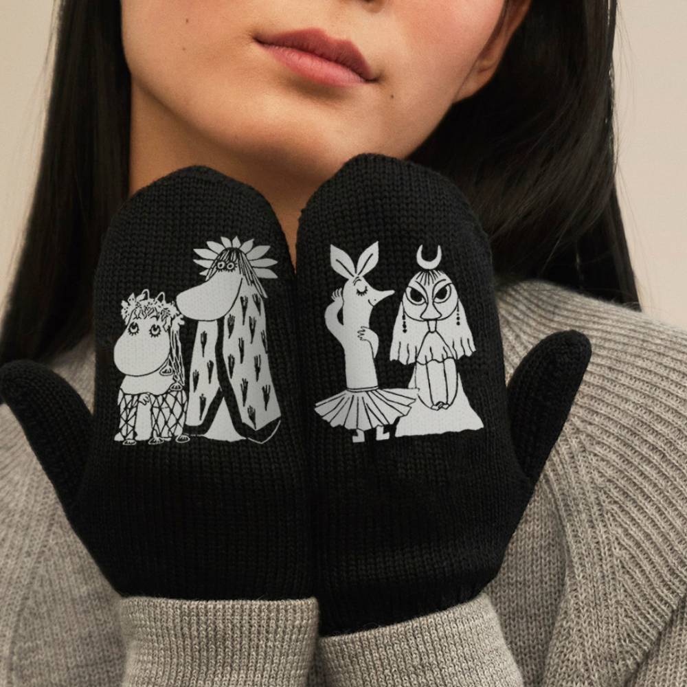 Moomin Jubilee Mittens Black - Moiko - The Official Moomin Shop