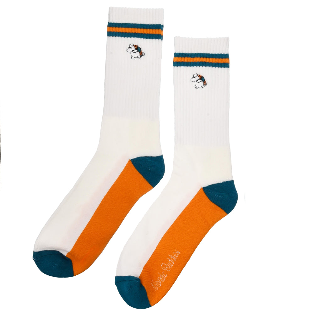 Moomintroll Men Embroidery Socks White-orange - Nordicbuddies - The Official Moomin Shop