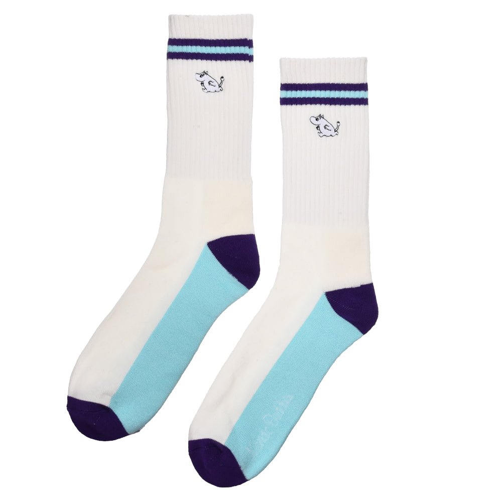 Moomintroll Men Embroidery Socks White-blue - Nordicbuddies - The Official Moomin Shop