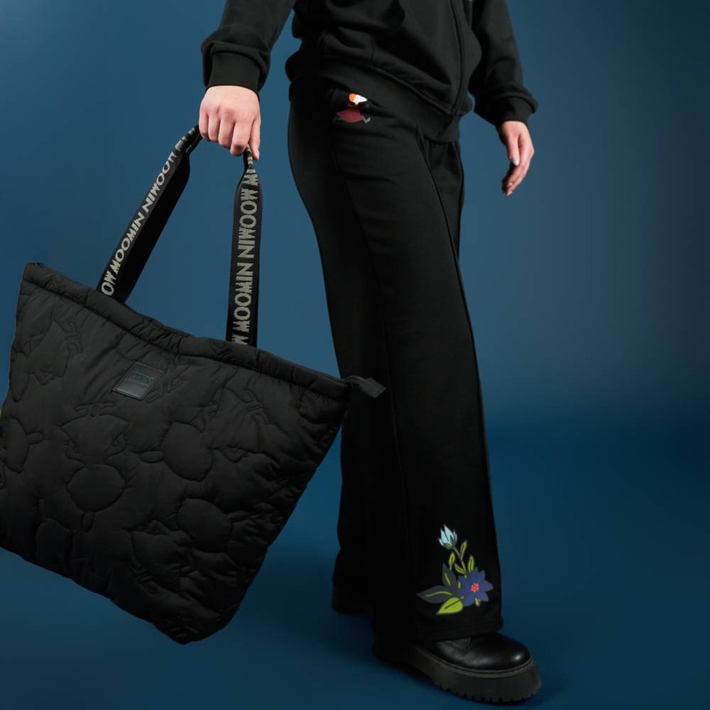 Little My Quilted Shopping Bag Black Logo - The Official Moomin Shop