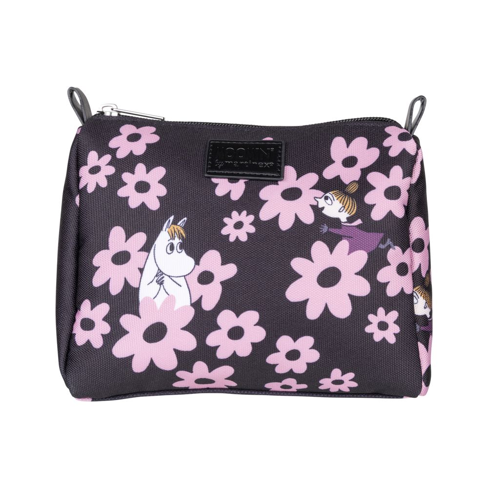 Snorkmaiden and Little My Shoulder Bag Black and Pink Flowers - The Official Moomin Shop