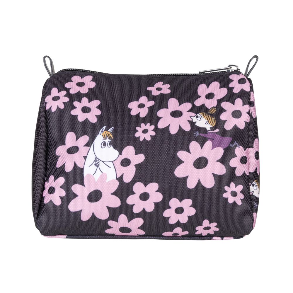 Snorkmaiden and Little My Shoulder Bag Black and Pink Flowers - The Official Moomin Shop