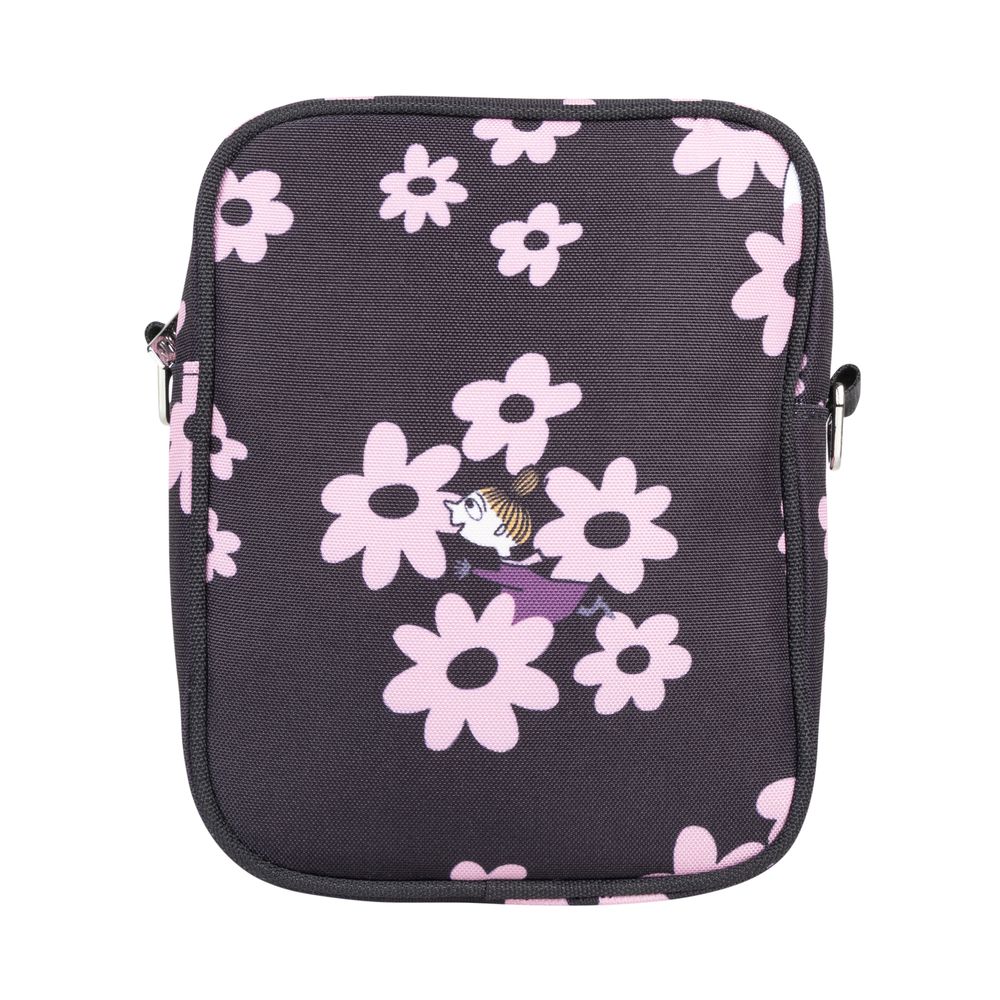 Little My Shoulder Bag Black and Pink Flowers - The Official Moomin Shop