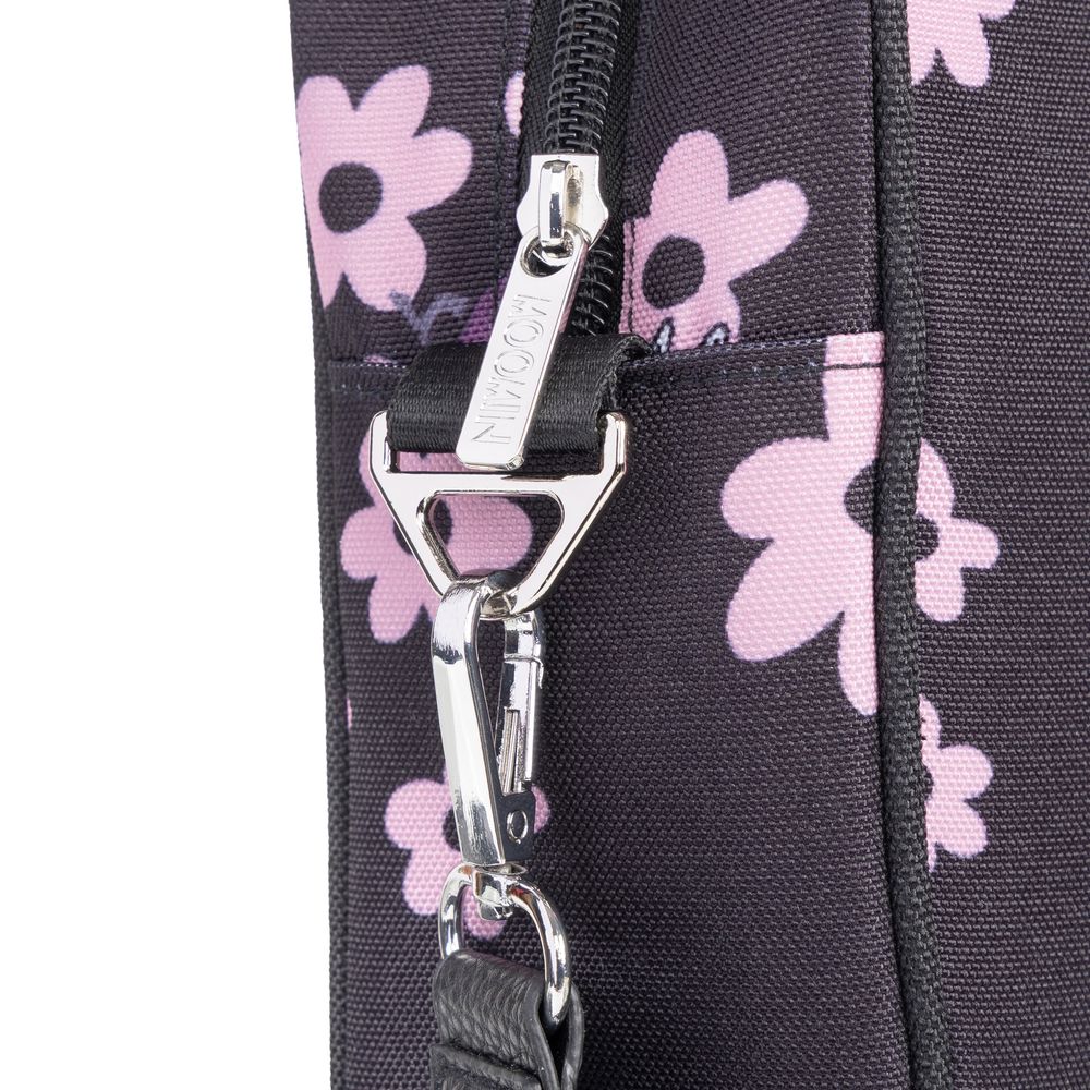 Little My Shoulder Bag Black and Pink Flowers - The Official Moomin Shop