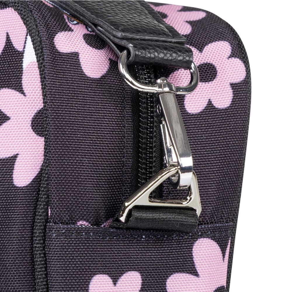 Little My Shoulder Bag Black and Pink Flowers - The Official Moomin Shop