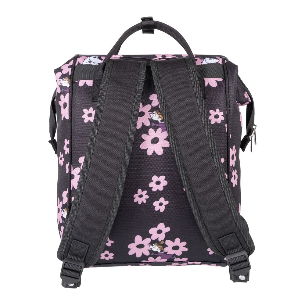 Snorkmaiden and Little My Backpack Black and Pink Flowers - The Official Moomin Shop