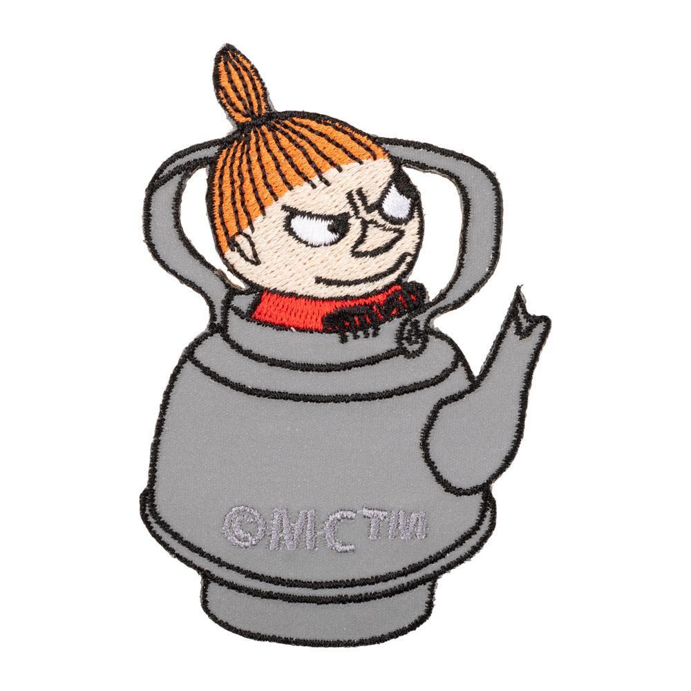 Little My Coffee Pot Iron-On Patch Gray - The Official Moomin Shop