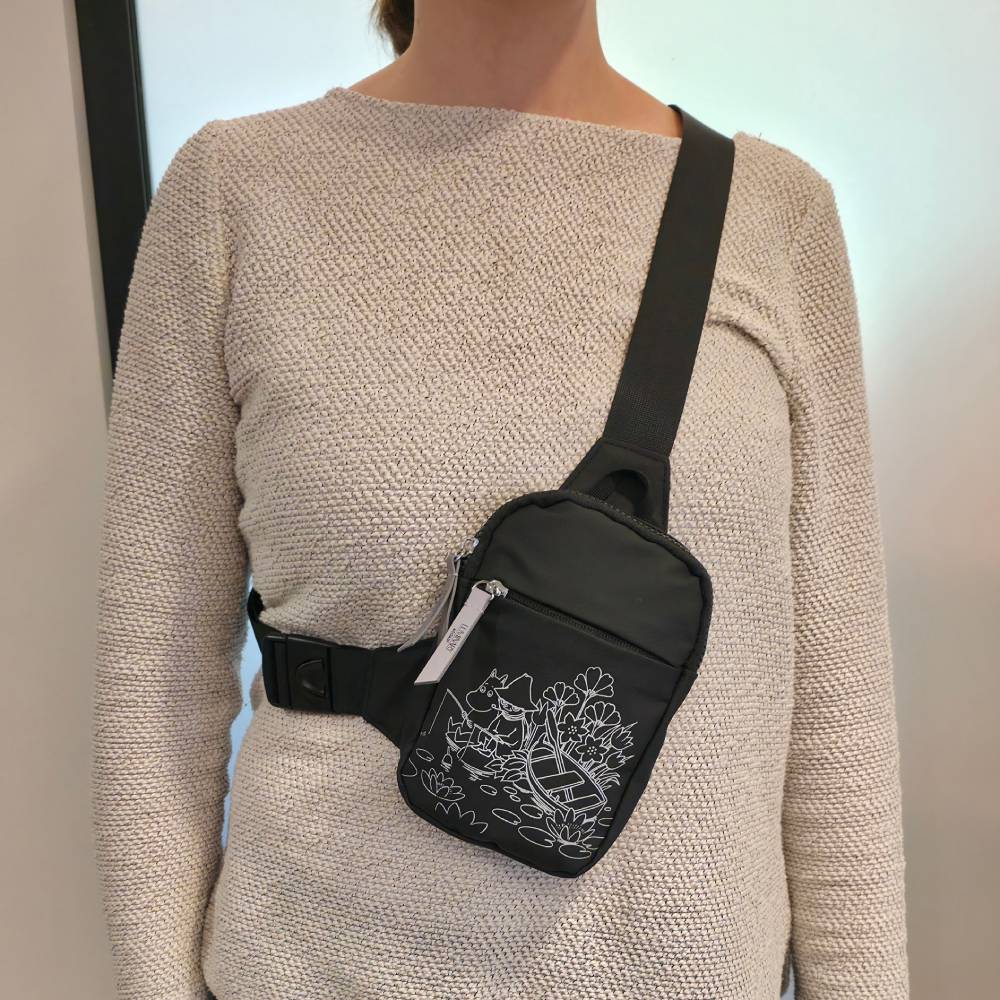 Moomin Fishing Reflecting Cross-body Bag Black - The Official Moomin Shop