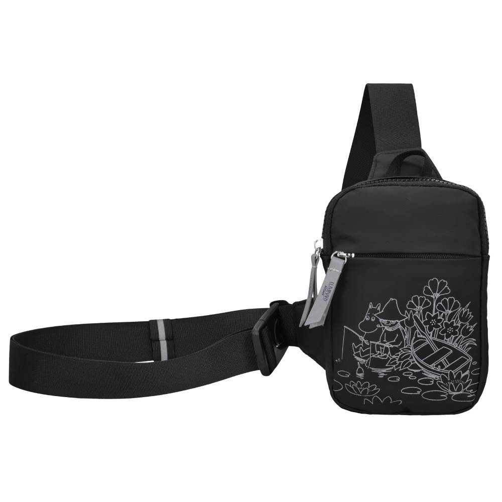 Moomin Fishing Reflecting Cross-body Bag Black - The Official Moomin Shop