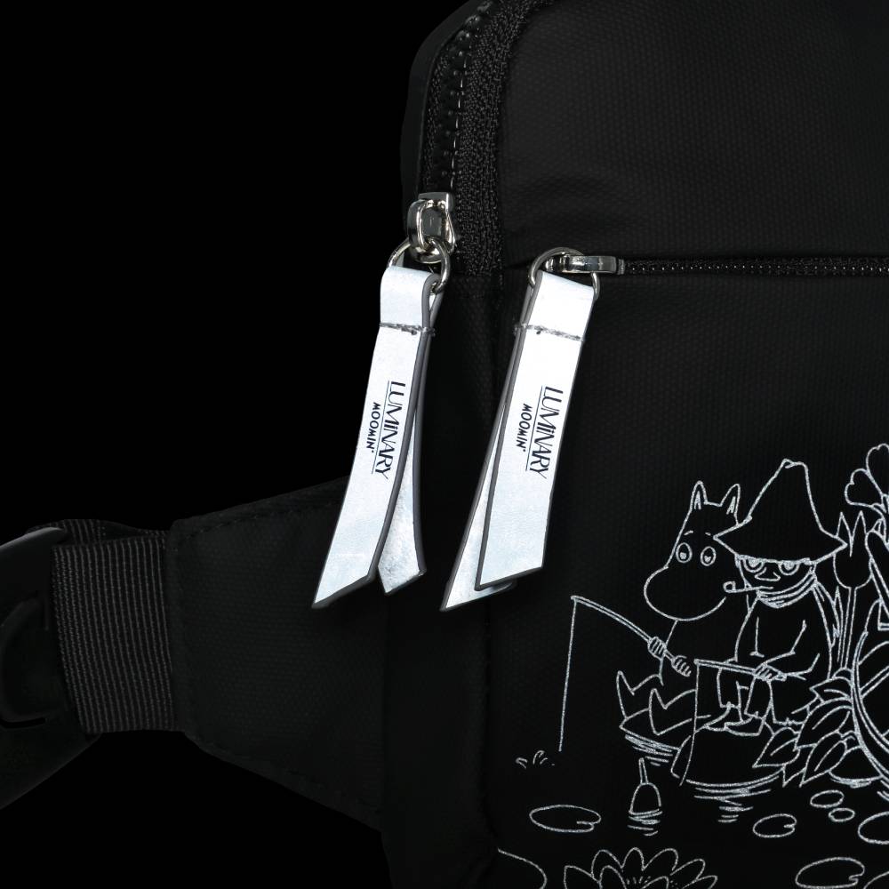 Moomin Fishing Reflecting Cross-body Bag Black - The Official Moomin Shop