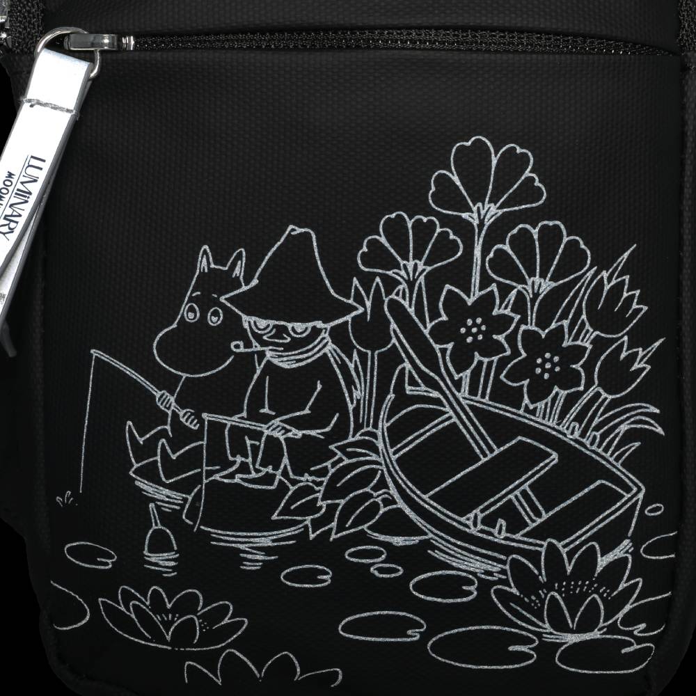 Moomin Fishing Reflecting Cross-body Bag Black - The Official Moomin Shop