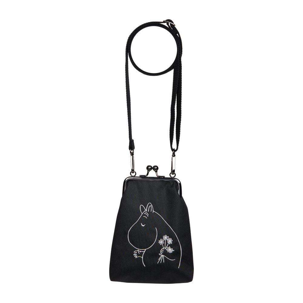 Moomintroll Flowers Shoulder Pouch Black - The Official Moomin Shop