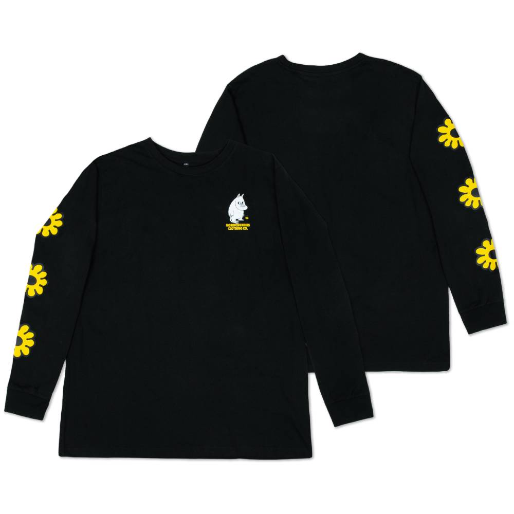 Moomintroll Flowers Longsleeve Shirt Black - Nordicbuddies - The Official Moomin Shop