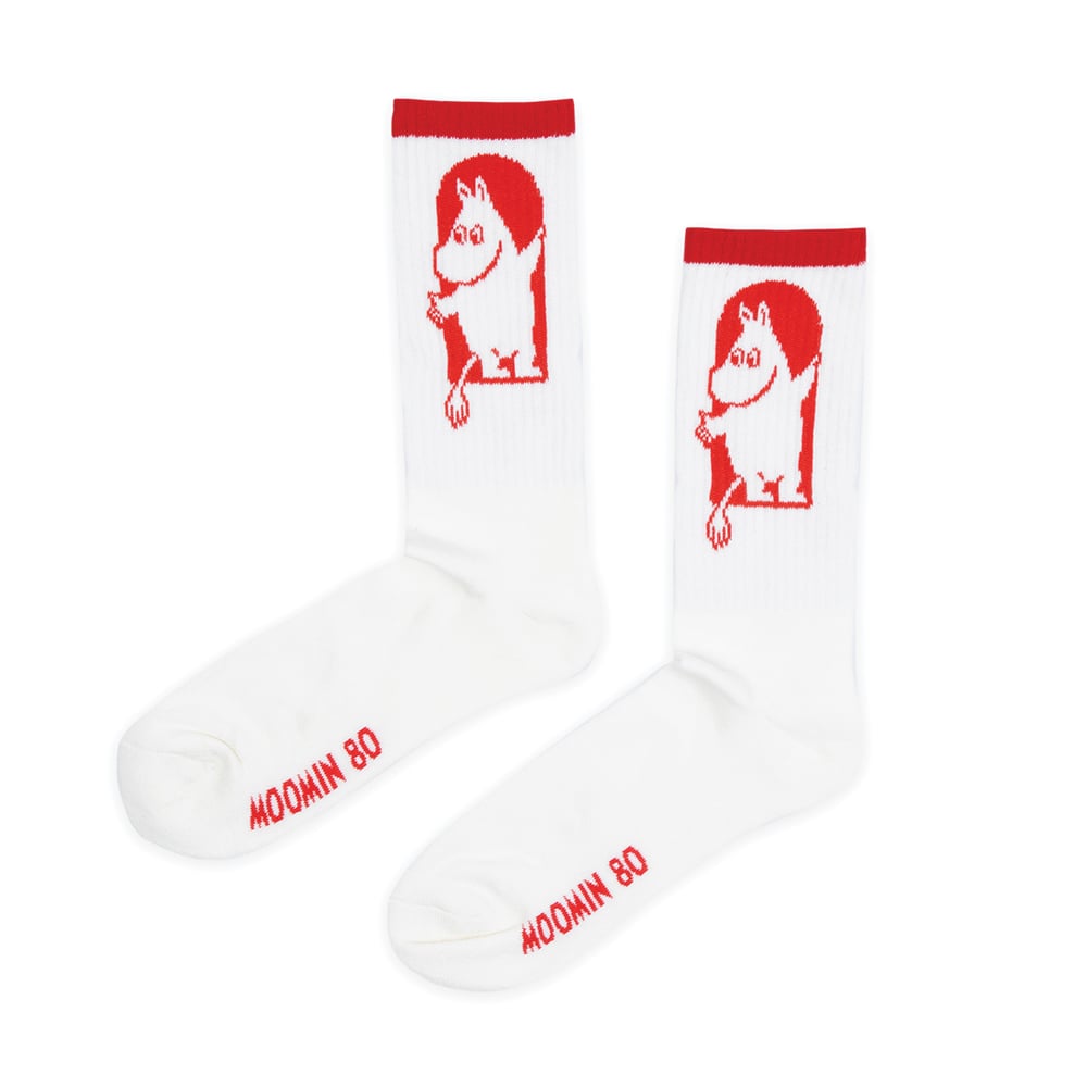 Moomin 80 Men Socks White - Red Cross - The Official Moomin Shop