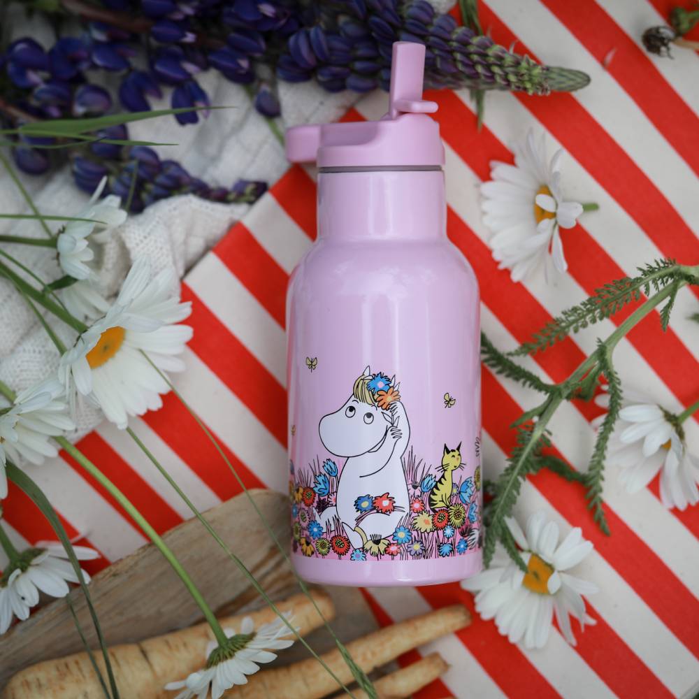 Moomin Meadow Thermal Bottle Pink 340ml - The Official Moomin Shop