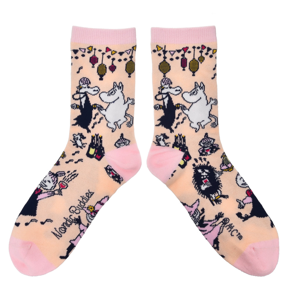 Moomin Party Ladies Socks Pink - Nordicbuddies - The Official Moomin Shop