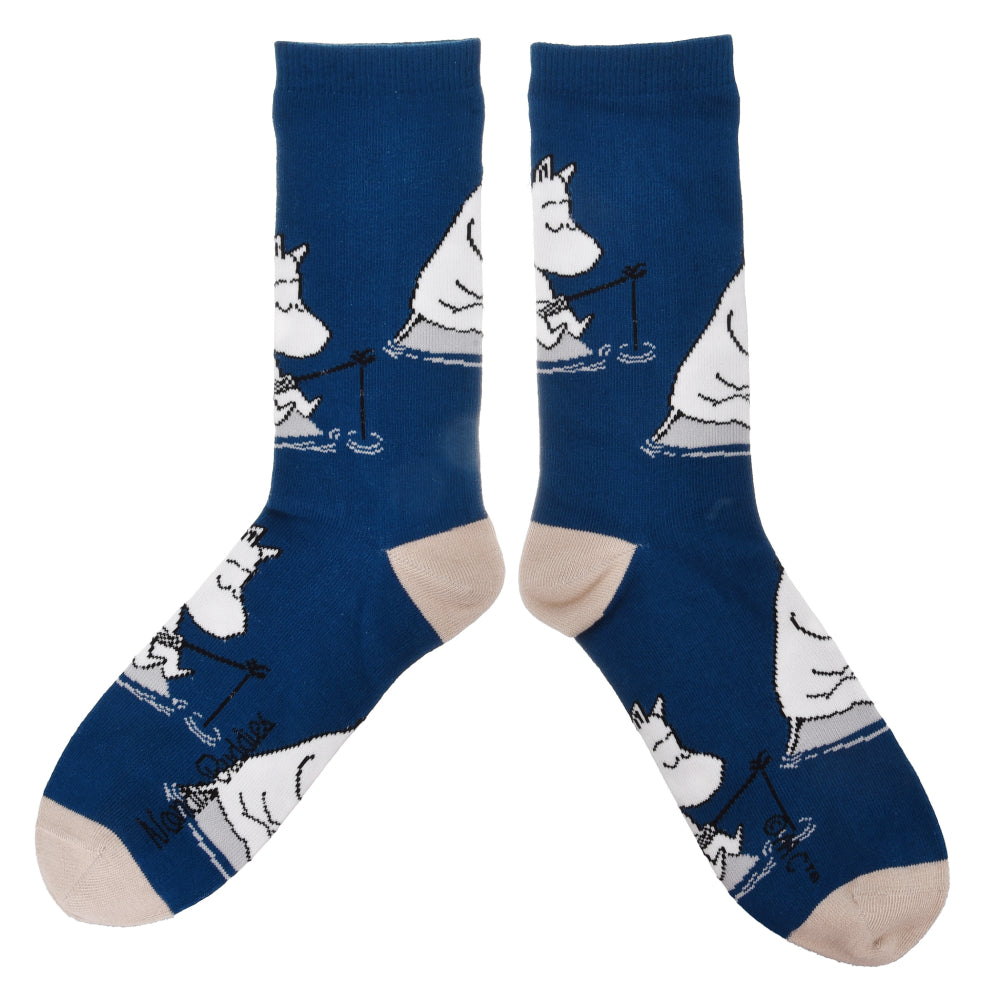 Moomintroll Fishing Men Socks Blue - Nordicbuddies - The Official Moomin Shop
