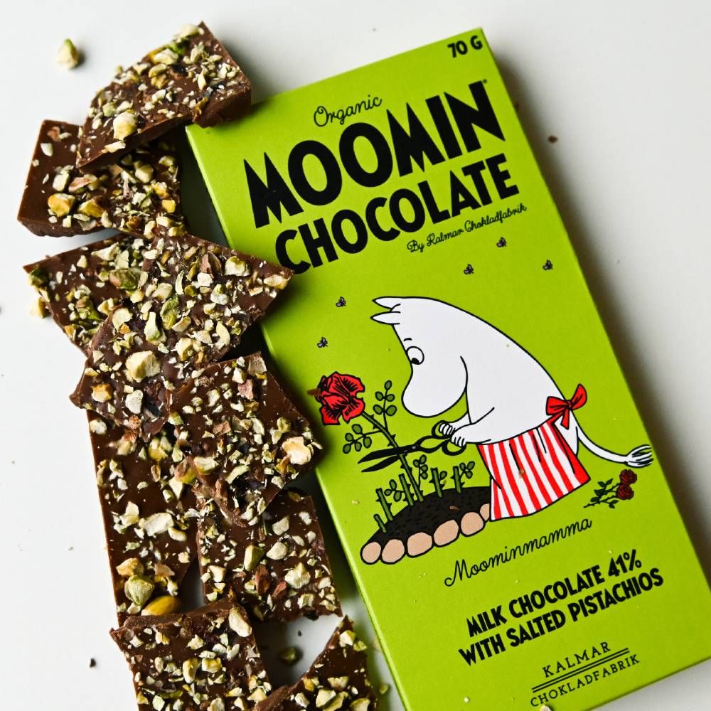 Moominmamma Milk Chocolate with Pistachio and Salt - Kalmar Chokladfabrik - The Official Moomin Shop