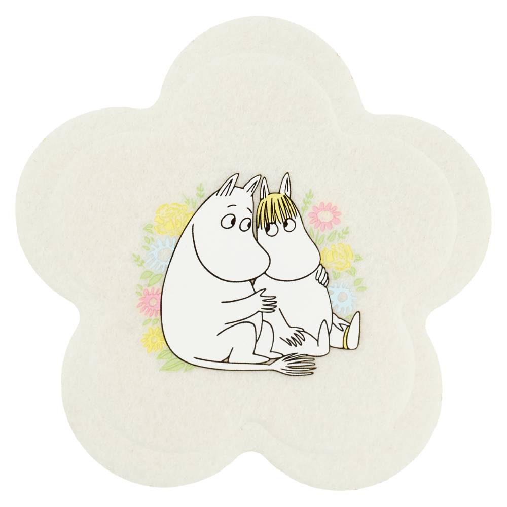 Moomin Flowers Coasters Yellow 4set - The Official Moomin Shop