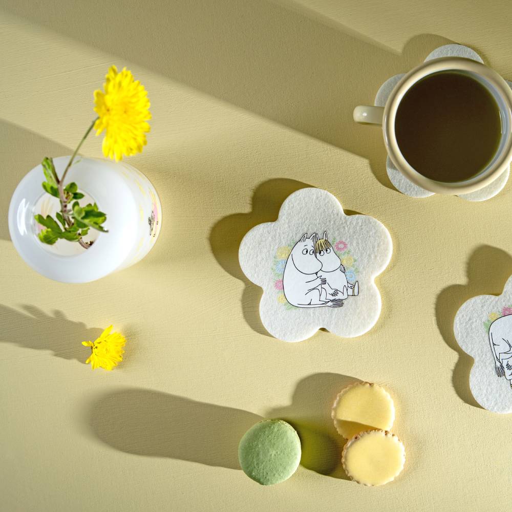 Moomin Flowers Coasters Yellow 4set - The Official Moomin Shop