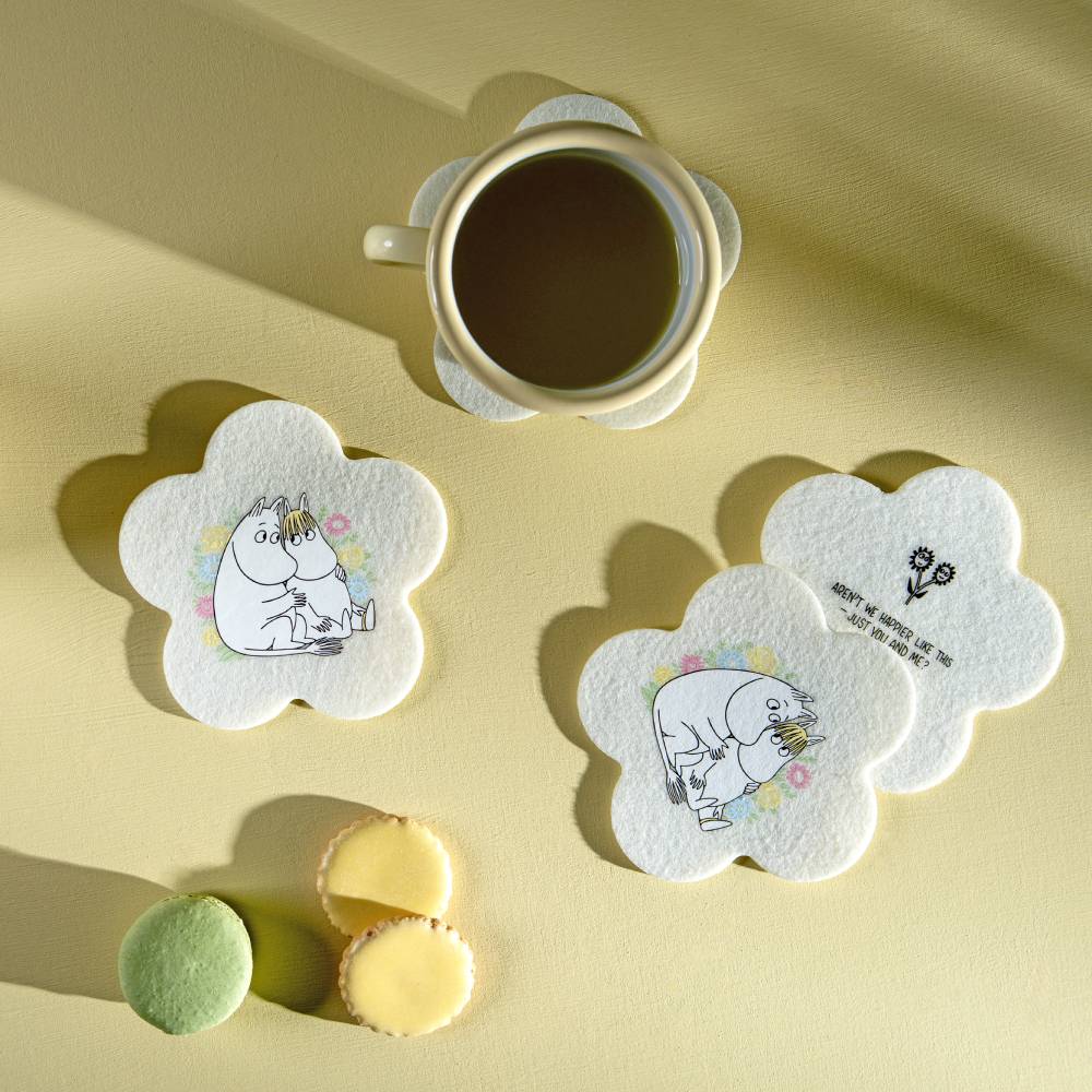 Moomin Flowers Coasters Yellow 4set - The Official Moomin Shop