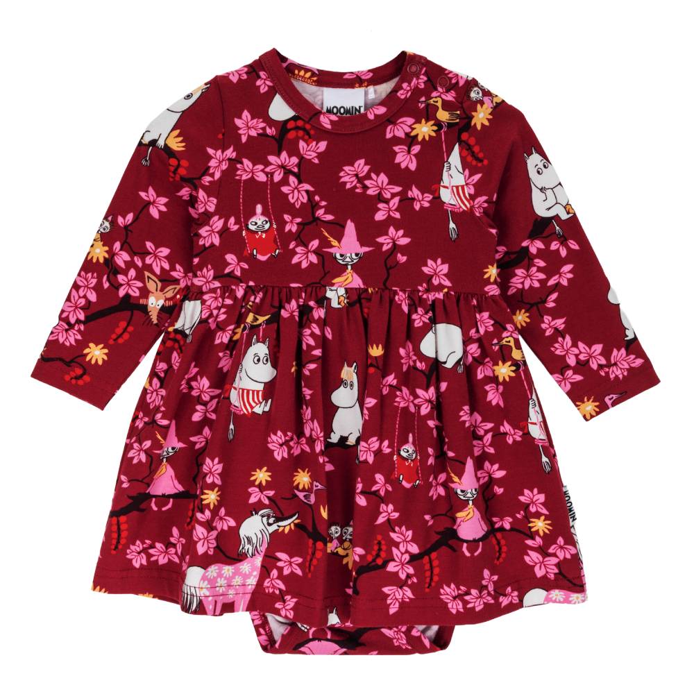 Moomin Climbing Tree Bodysuit Dress Burgundy - The Official Moomin Shop