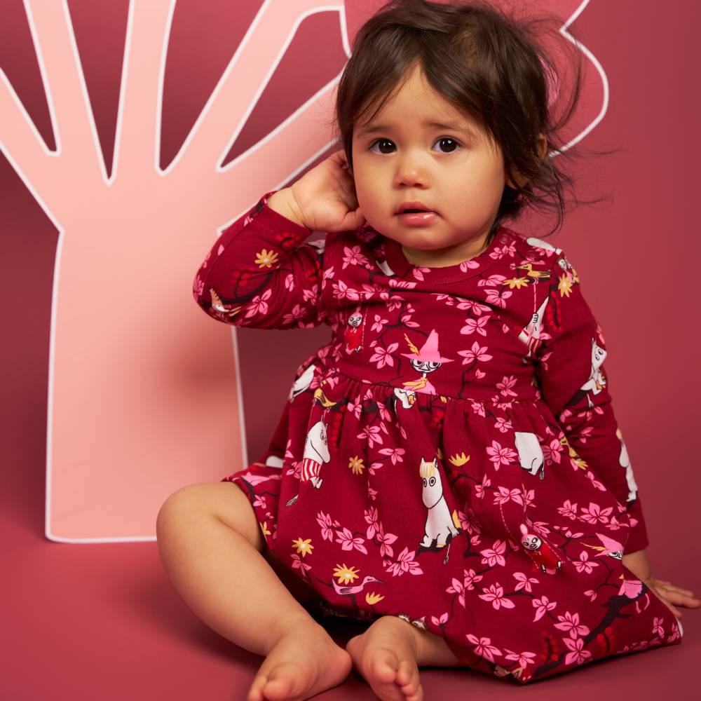Moomin Climbing Tree Bodysuit Dress Burgundy - The Official Moomin Shop